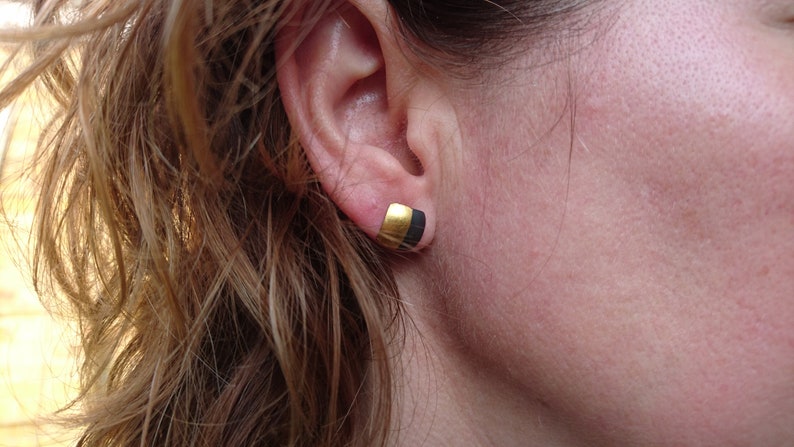Square stud earrings,silver studs, Oxidised studs, gold studs, 24ct gold studs, domed studs, little studs, tiny studs, handmade studs, Studs image 3
