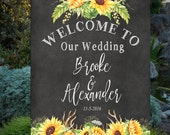 Wedding Welcome sign, Custom wedding sign, large format printable sign, chalkboard sign, floral wedding, you print, 16x20, 24x30
