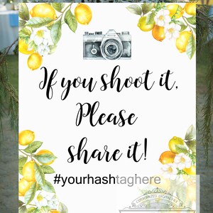 Wedding social media, hashtag sign, wedding sign ideas, large printable sign, hashtag insta, customized DIGITAL file, Lemon Theme Wedding