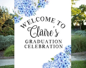 Graduation Party Welcome, Blue & White, Grad Party,  Printable Sign, Class of 2020, Large printable jpg file, 16x20, 24x30, B101