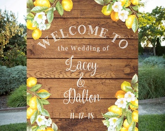 Rustic Wedding, Lemons on wood, Printable Sign, Custom wedding sign, large format printable, digital jpg file, 16x20, 24x30