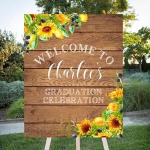 Graduation Party decor, Sunflowers, Printable Sign, Custom sign, large format printable jpg, 16x20, 24x30, SF105
