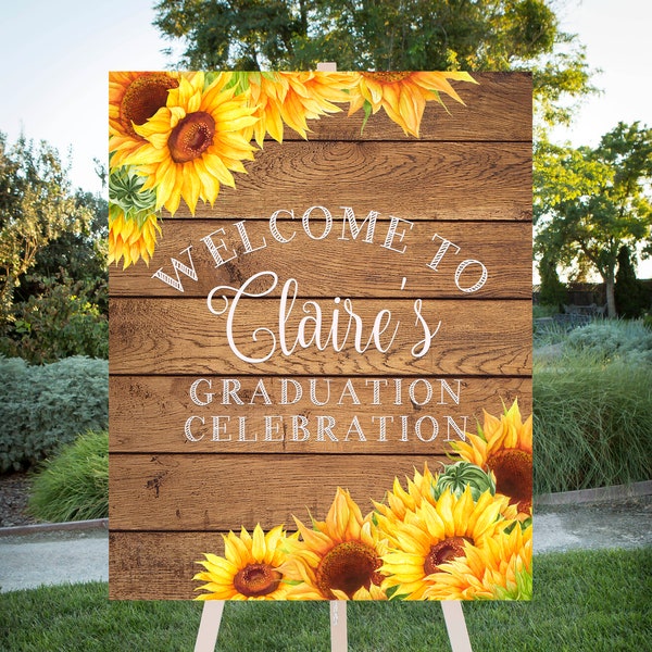 Graduation Party Welcome, Sunflower theme, Grad Party,  Printable Sign, Class of 2020, Large printable jpg file, 16x20, 24x30, SF102