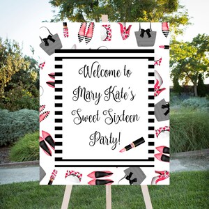 Kate Spade Sweet Sixteen Party, Custom Printable, large format printable sign, Sweet Sixteen Sign, Party Welcome, 16x20,20x24,24x30,