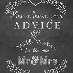 Wedding Decor, "please Leave Your Advice and Well Wishes for the New Mr ...