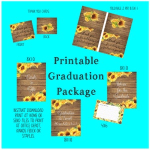 Graduation Party Decorations, Printable Party Package, Sunflower Theme ...