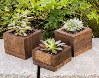 Succulent planter, Rustic boxes, Small Succulent display, Gift for her, Wood box set, Farmhouse decor, succulent wedding favor box