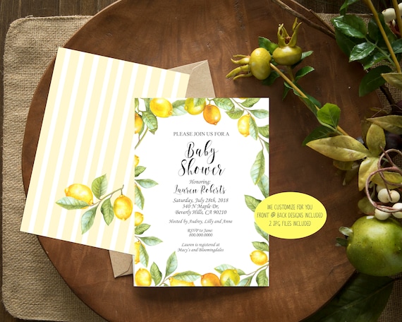 lemon themed baby shower invites