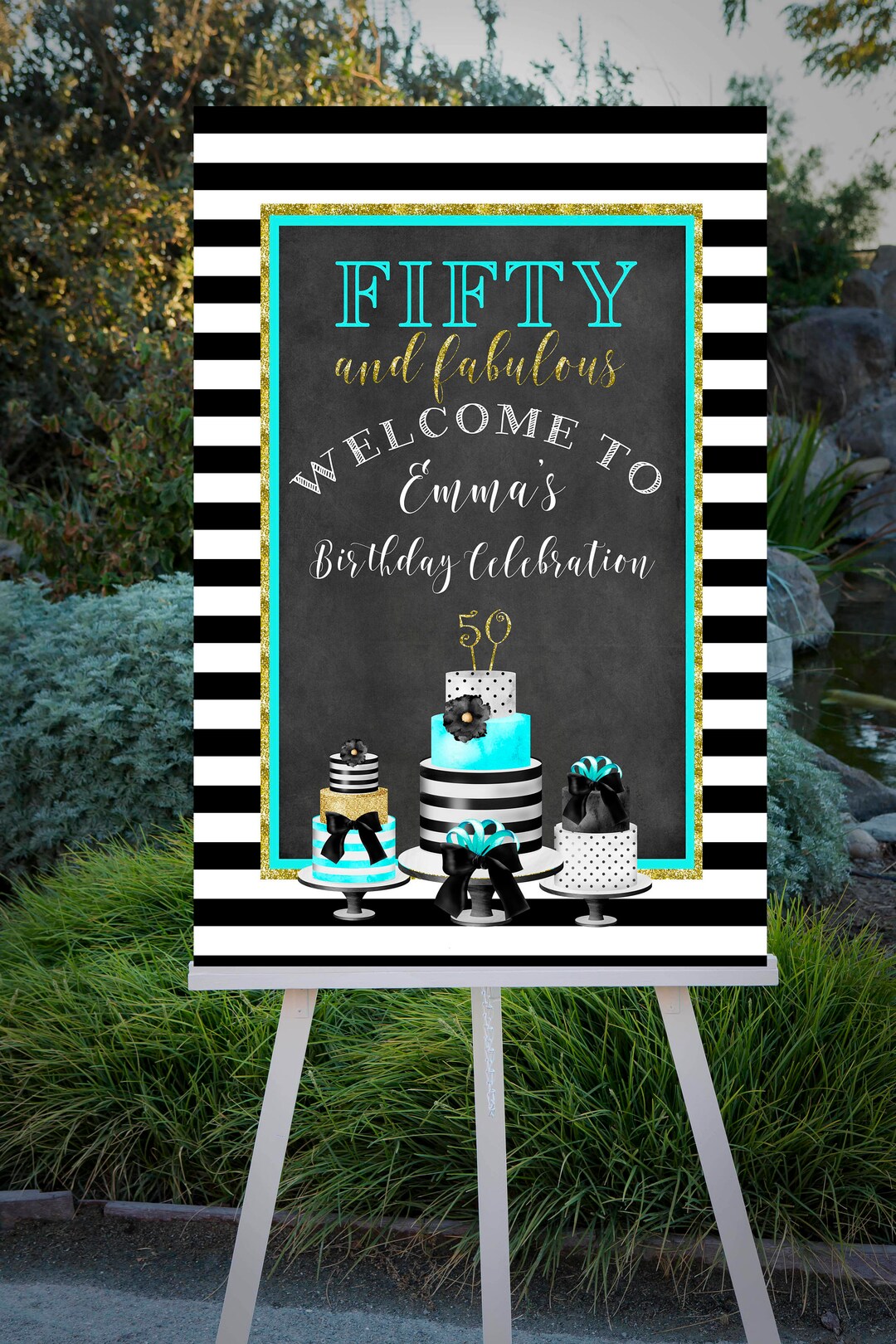 50 and Fabulous, 50th Birthday, Kate Spade Inspired, Custom Printable ...