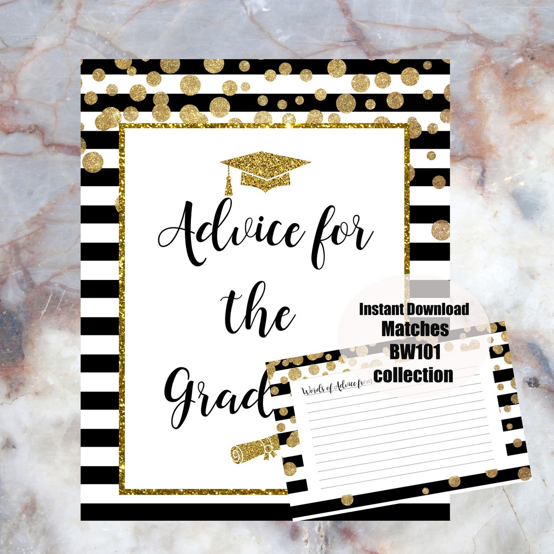 Graduation Party Decorations Printable Party Package Black &amp; - Etsy