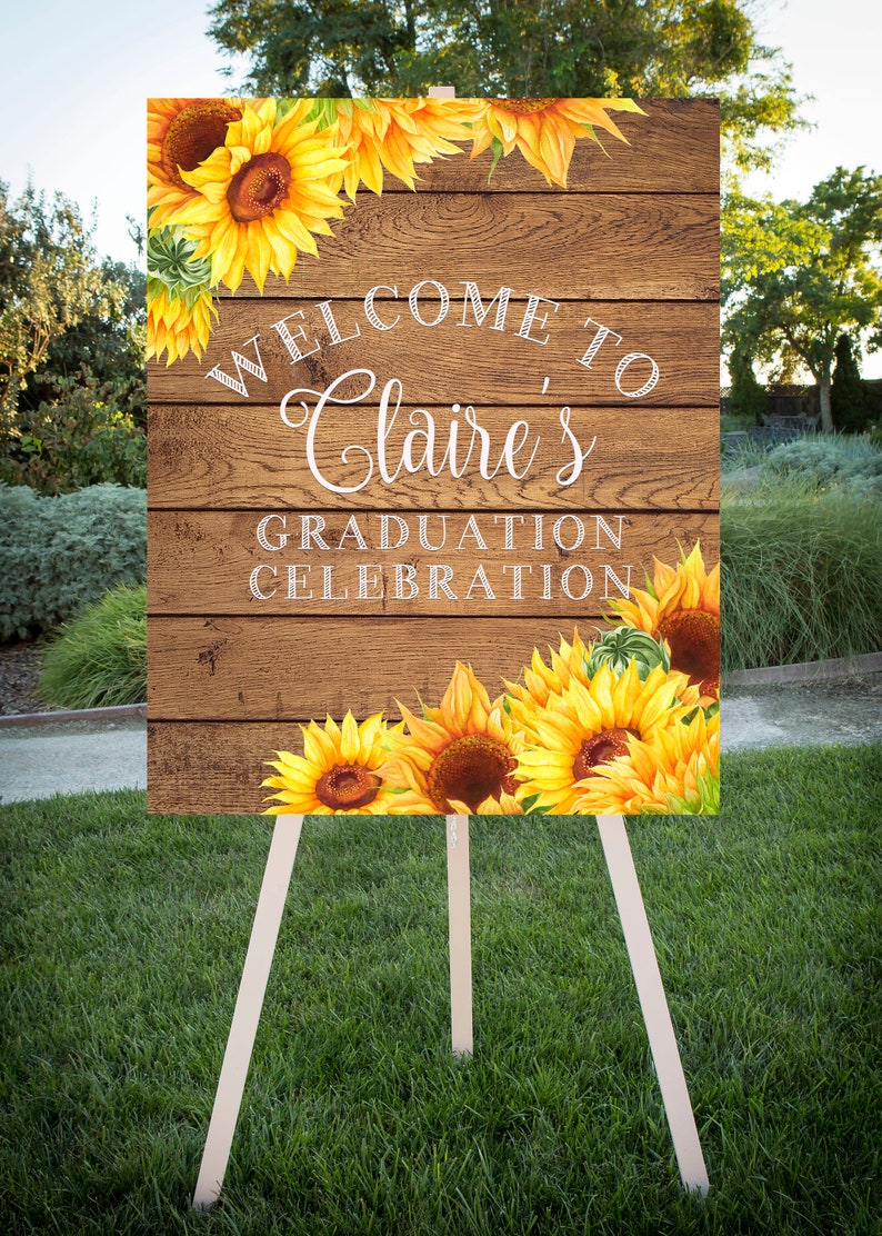 Large printable jpg file 16x20 24x30 Class of 2019 Graduation Party Welcome Printable Sign SF102 Sunflower theme Grad Party