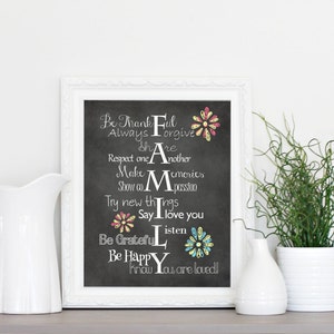 Family, Chalkboard Printable, INSTANT download, Printable chalkboard art, Home decor