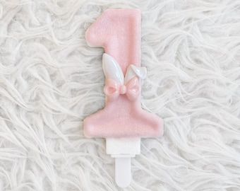 Easter bunny ears number birthday large 4.5” candle, comes in any number you like