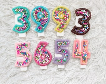 Sweet ice cream sprinkles glitter birthday number candle, comes in any number you like