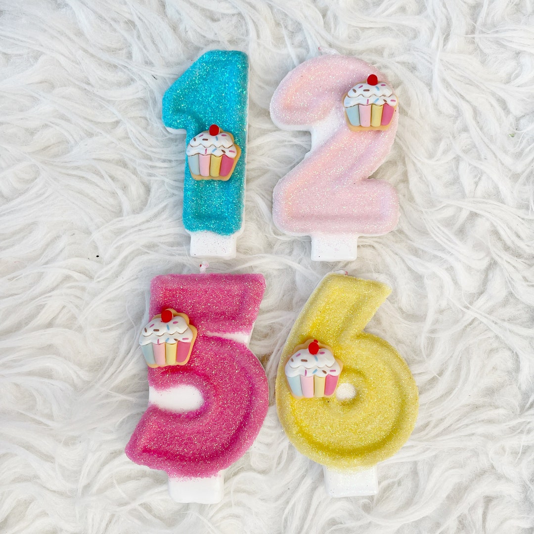Cupcake Glitter Birthday Number Candle Comes in Any Number Etsy New