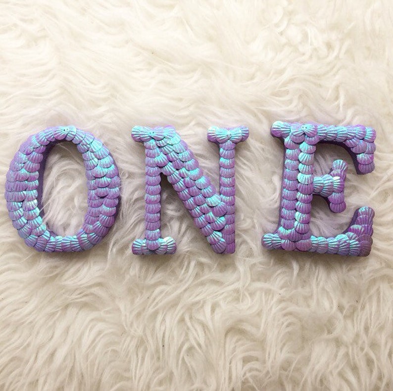 Baby/'s first birthday little mermaid purple one wood center pieces