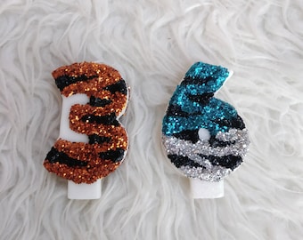 Tiger glitter birthday number candle, comes in any number you like