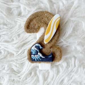 Summer beach Surf board birthday number candle, comes in any number you like