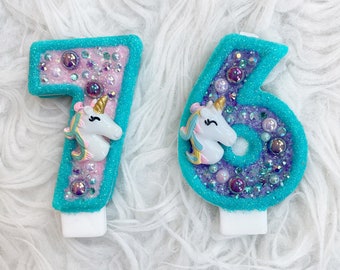 Unicorn birthday number candle, come in any number you like