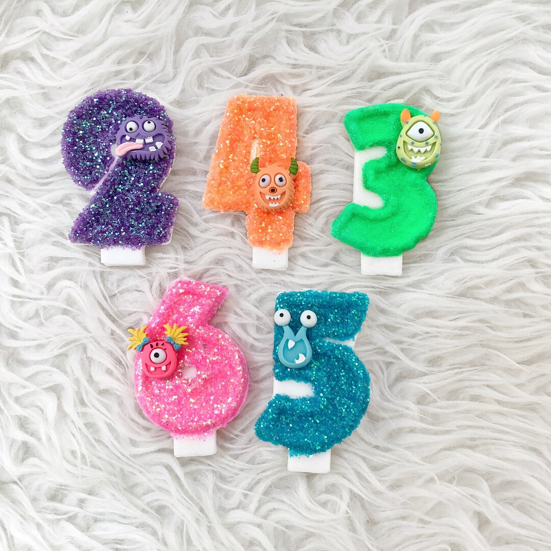 Little Monster Glitter Birthday Number Candle, Comes in Any Number You