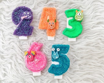 Little monster glitter birthday number candle, comes in any number you like