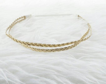 Double strand gold braided baby girl and women hippie halo headband