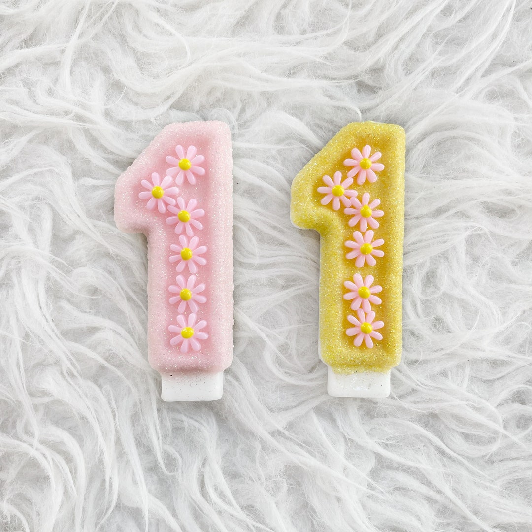 Daisy Glitter Birthday Number Candle, Comes in Any Number You Like