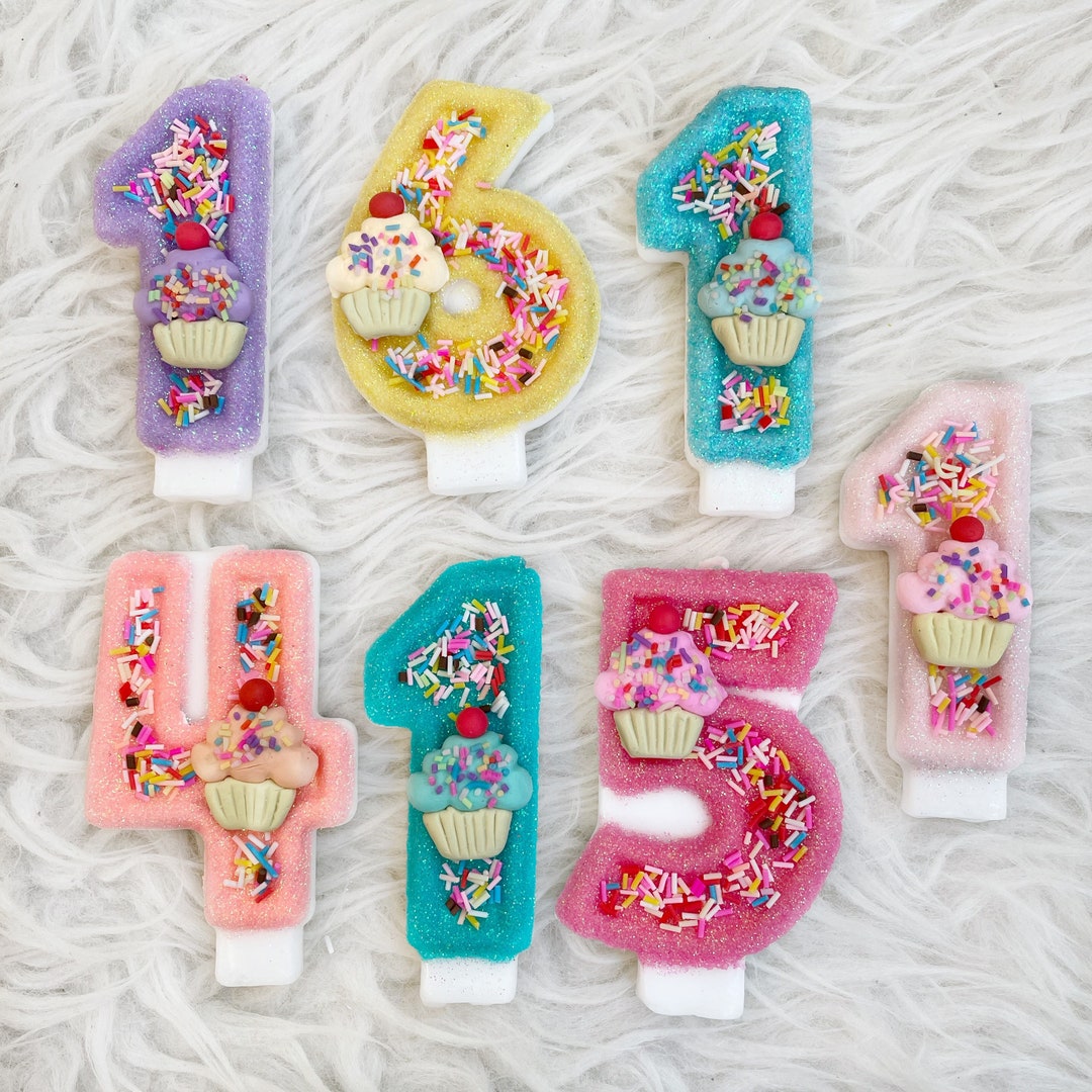 Cupcake Glitter Birthday Number Candle Comes in Any Number Etsy