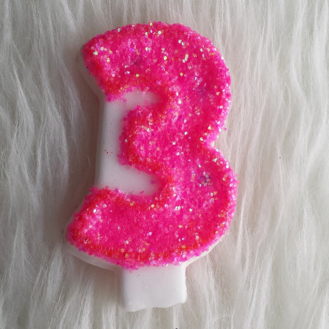 Neon pink glitter birthday number candle comes in any number Etsy