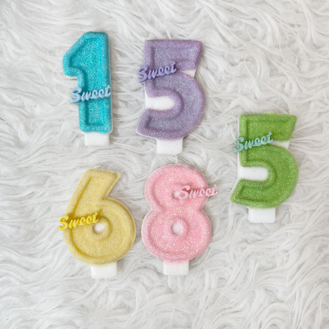 Sweet Glitter Birthday Number Candle, Comes in Any Number You Like Etsy