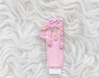 Ice cream glitter birthday number candle, comes in any number you like