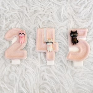 Kitty Cat glitter birthday number candle, comes in any number you like