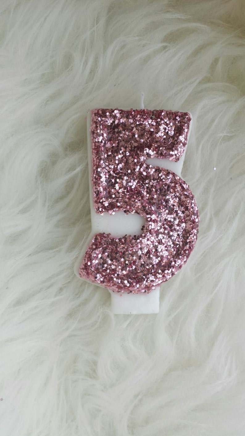 Pink glitter birthday number candle comes in any number you Etsy