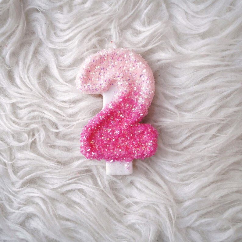 Pink Ombre Glitter Birthday Number Candle Comes in Any Number Etsy