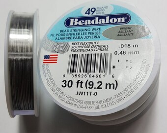 Silver Jewellery Wire Beading 3.05m  10ft Jewellery Making Wire Tarnish Resistant Wire Beadalon 49 Strand 0.61mm  0.024in Bead Wire