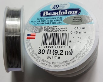 Silver Jewellery Wire Beading 3.05m 10ft Jewellery Making Wire Tarnish Resistant Wire Beadalon 49 Strand 0.61mm 0.024in Bead Wire