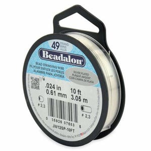 Beadalon bead stringing wire 49-strand 10 ft (3.05 m) silver plated .024" ,jewellery making tool ,hooby craft tool,jw12sp-10ft