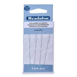 Beadalon 2.5-in (6.4cm) collapsible fine eye beading needles,pack of 4, art&craft tool,beading tool,jewellery making tool,hobby craft tool