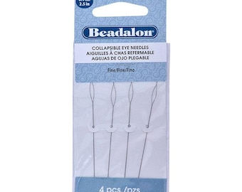 Beadalon 2.5-in (6.4cm) collapsible fine eye beading needles,pack of 4, art&craft tool,beading tool,jewellery making tool,hobby craft tool