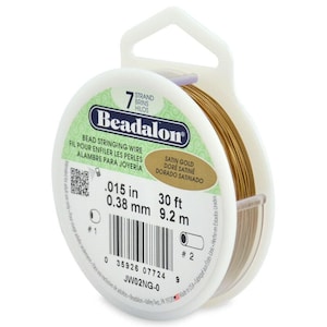 Beadalon bead stringing wire 7-strand 30 ft (9.2 m) satin gold .015" flexible wire jewellery making tool ,hobby craft tool( jw02ng-0)