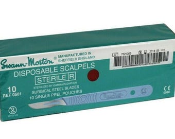 Swann morton disposable scalpels no.10 blades sterile pack of 10 made in sheffield