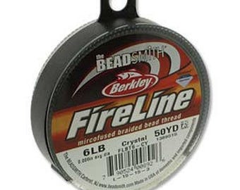 Beadsmith fireline beading thread  6lb, crystal 50 yards reel, stringing tool ,jewellery making tool, hobby craft tool ( flbt6-cy )
