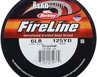 Fireline 6lb pre-waxed beading thread crystal 125yd spool ( .006") beadsmith weaving ,braiding &jewellery making tools