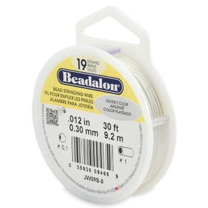 Alambre para ensartar cuentas Beadalon de 19 hebras, 0,012" plateado, carrete de 30 pies, herramienta para arte y manualidades, herramienta para ensartar cuentas, herramienta para hacer joyas, jw09s-0