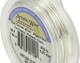 Beadalon  Artistic Wire 25 ft (7.62m) 20-Gauge Tarnish Resistant Coil Wire 0.32", Silver ,Craft Wire