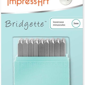 ImpressArt Bridgette 3mm Letra minúscula Sello de metal 27 pc Set, DIY Joyería Fabricación, Herramientas de Arte y Artesanía, Hobby Craft herramienta, Herramienta de estampado a mano
