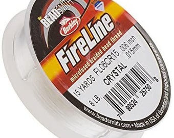 BeadSmith FireLine Beading Thread  6LB, Crystal ,15 Yards .006" Reel Beading/Jewellery Making Tool ,Hobby Craft