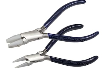 Prestige double nylon jaw flat & nylon jaw round nose pliers jewellery making tools 2 pcs