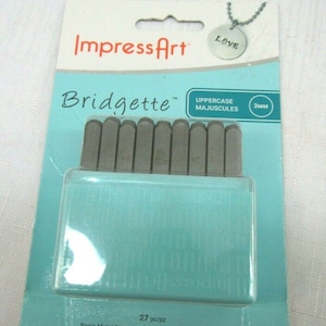 ImpressArt Bridgette 3mm mayúsculas letra metal sello 27 pc set, fabricación de joyas diy, arte&herramientas de artesanía, herramienta de artesanía hobby, herramienta de estampación a mano