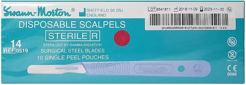 Swann Morton Dermaplaning Surgical Blades Disposable Scalpels N0.14 Blades Sterile Pack Of 10 Made In Sheffield image 1